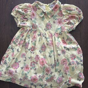 Charming Floral Kids Dress in Cream and Pink